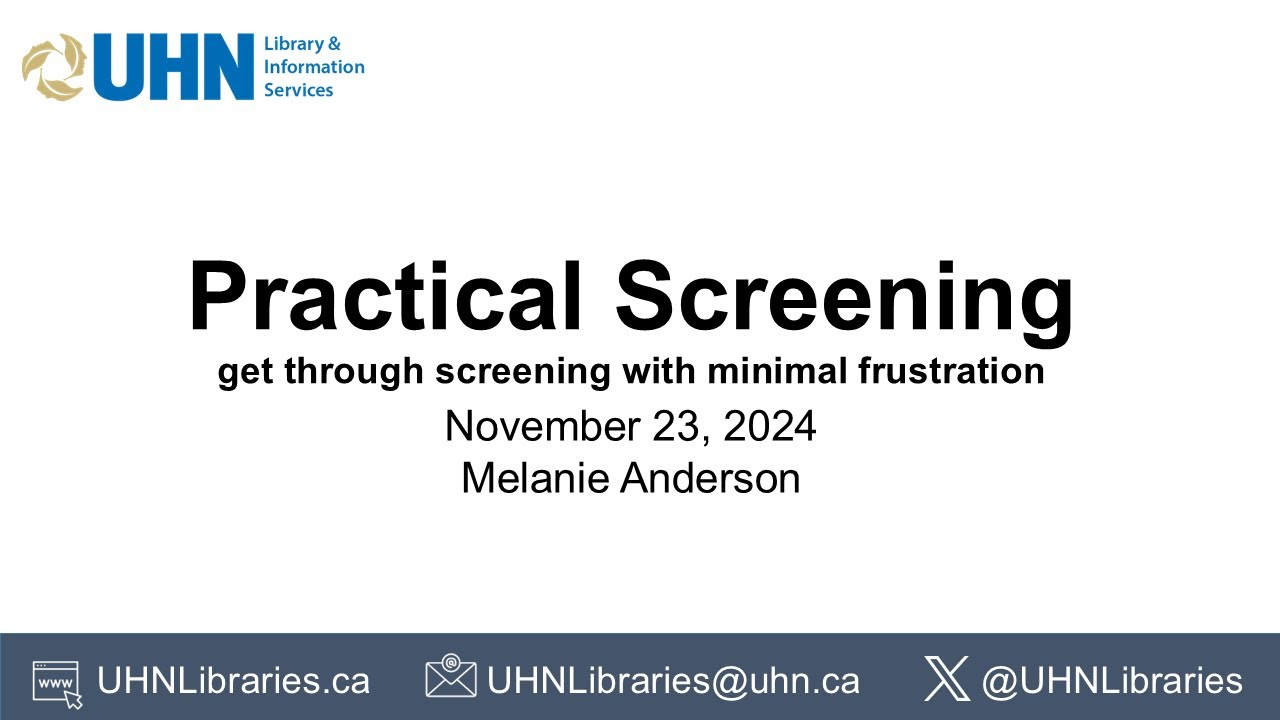 Practical Screening workshop recording Nov 2024