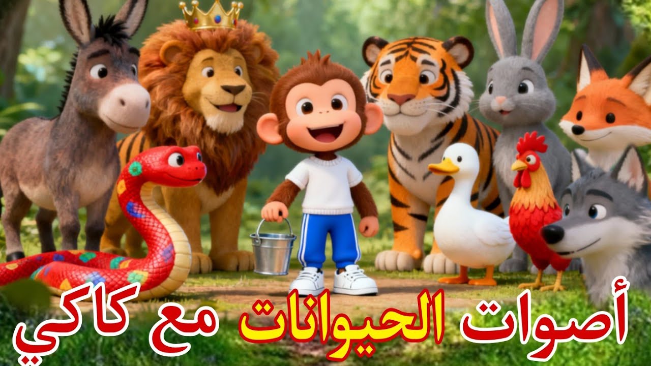 جولة كاكي في الغابة الخضراء 🏕 للتعرّف على الحيوانات وأصواتها🐅🐺/أغنية أصوات الحيوانات للأطفال الصغار 