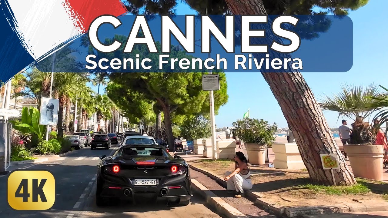 Driving Cannes, France on French Riviera - Driving the Côte d'Azur in 4K