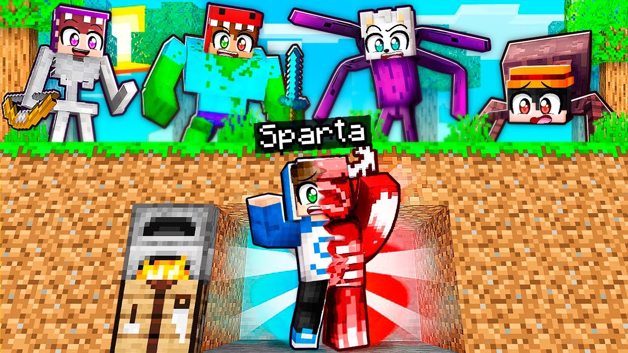 Minecraft: SPARTA CAMBIAFORMAS vs 4 ASESINOS 😱🔪 MINECRAFT SPEEDRUN CAZADORES