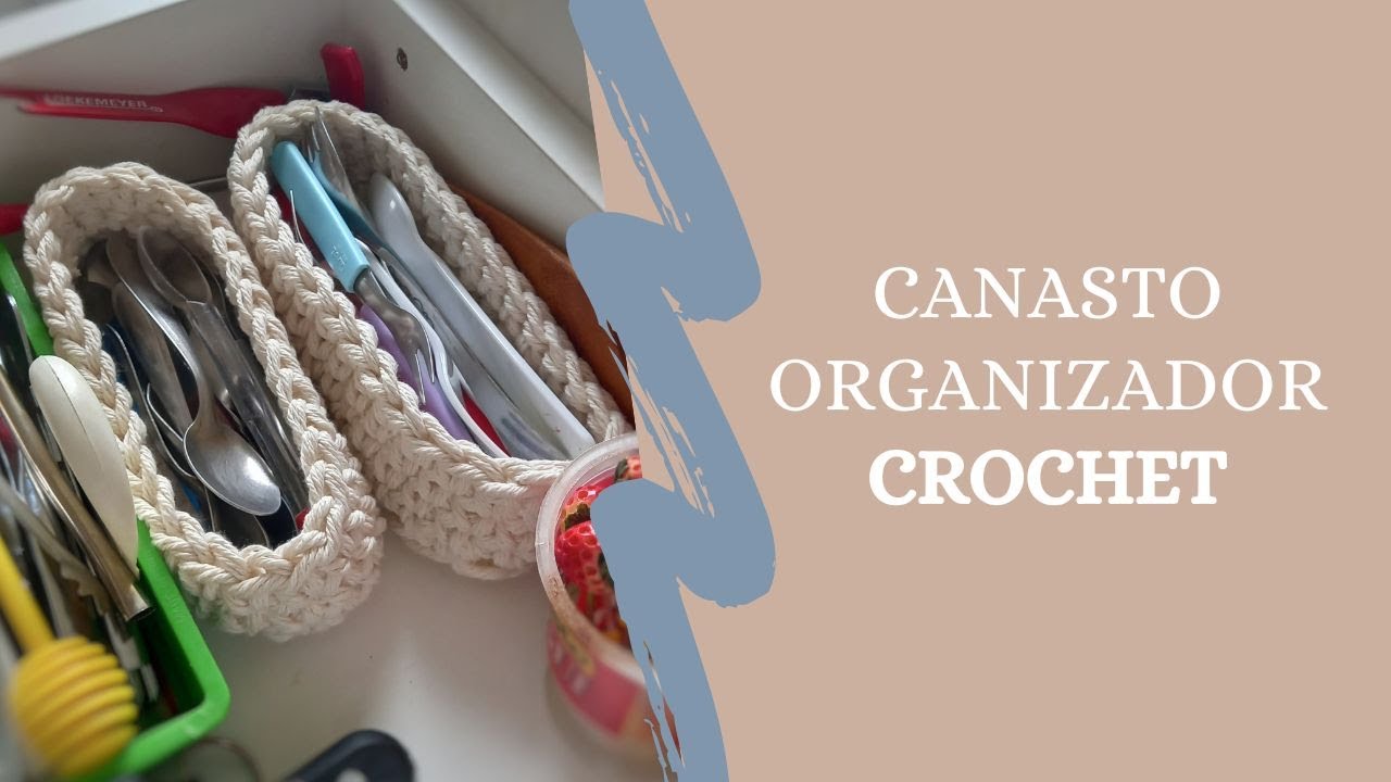 Organizador crochet - Cordón o trapillo - Contenedor tejido