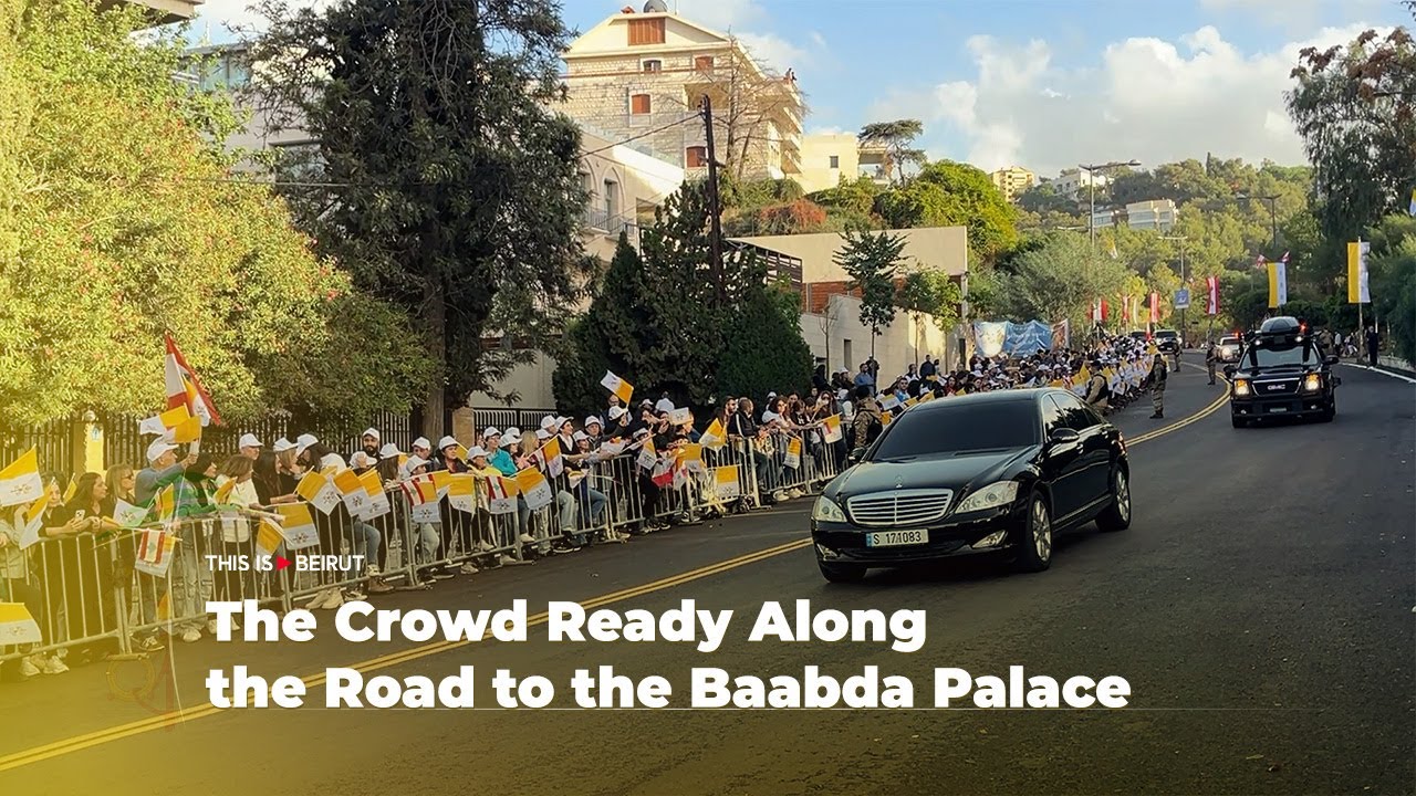 The Crowd Ready Along the Road to the Baabda Palace