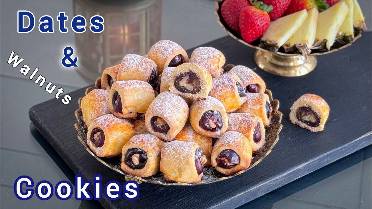 Date and Walnut-Filled Cookies | Soft & Buttery Cookies Stuffed with Dates & Walnuts!