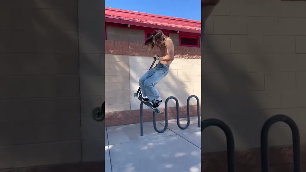 He did a SCOOTER trick on a BIKE RACK 🛴