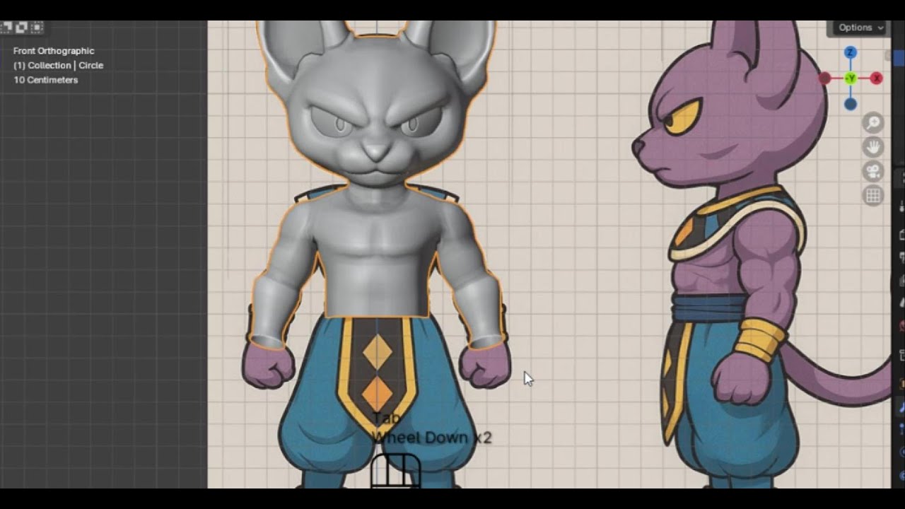 Beerus Full Body – 3D Poly Modeling Timelapse | Blender