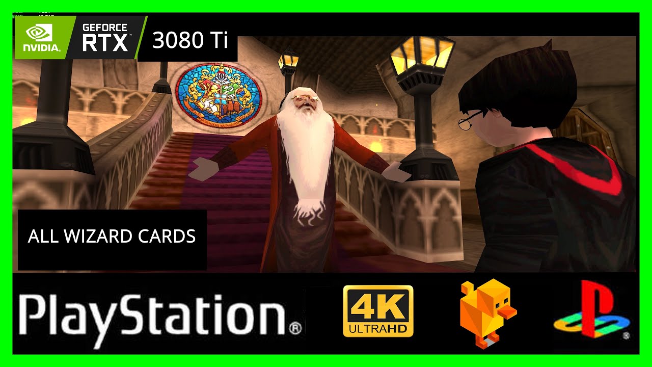 Harry Potter and the Philosopher's Stone (All Wizard Cards Playthrough) Duckstation Emulator 4K UHD