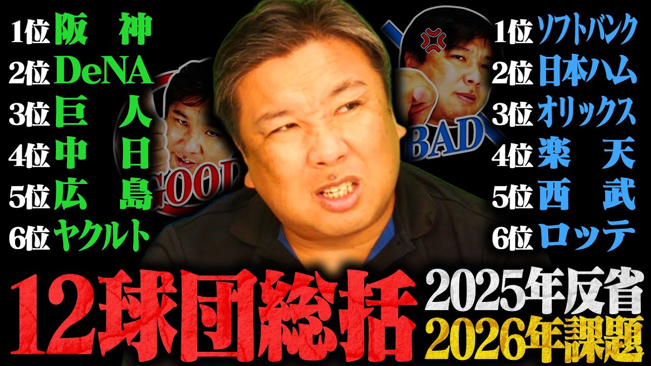 【作業用・睡眠用・聞き流し】12球団総括！里崎が忖度なしで2025年を振り返る！【一気見】