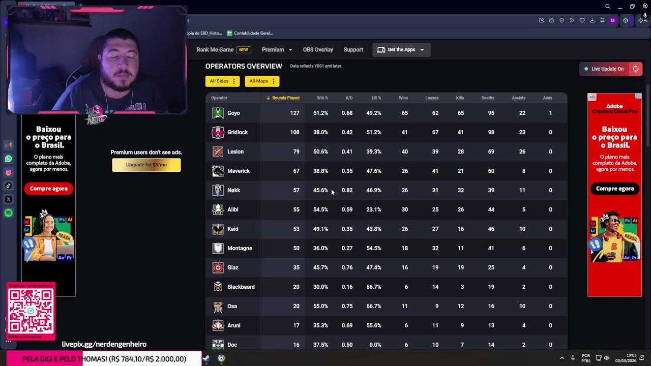 LIVE 🔴 RANKED NO R6 É MONSTRA! 🔴 Live 4K