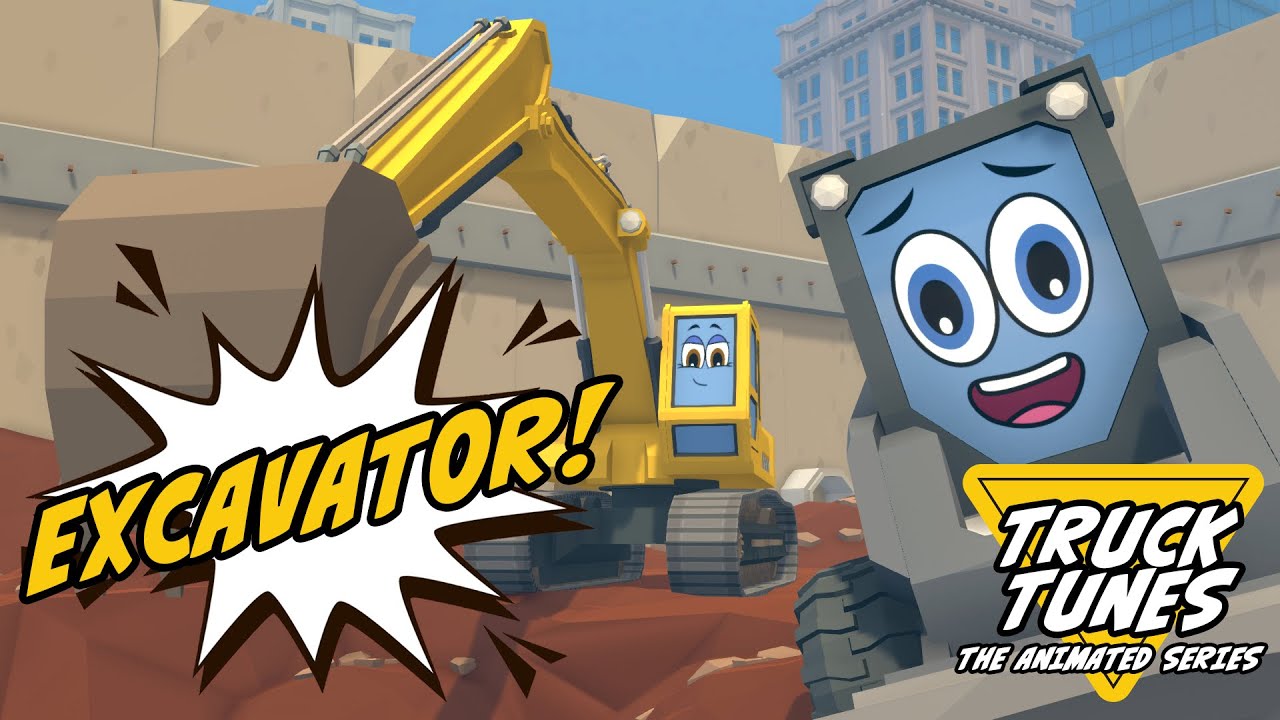 Scoop the Skidsteer Learns about Excavators | Truck Tunes Animated Series | Twenty Trucks Channel