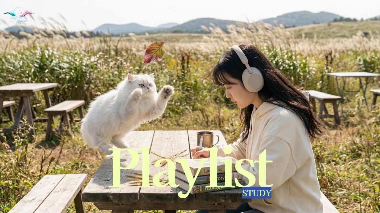 Playlist | 흔들림 없는 집중력! 제주도까지 따라온 냥이의 공격 | 딱 1시간만 공부하자!  | 인스타 감성 인디팝 | Study Music | 공부,집중 플리 |