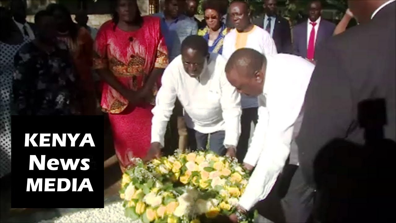 Uhuru Kenyatta and Raila Odinga LAYING WREATH at MAUSOLEUM of Jaramogi Oginga Odinga!!!