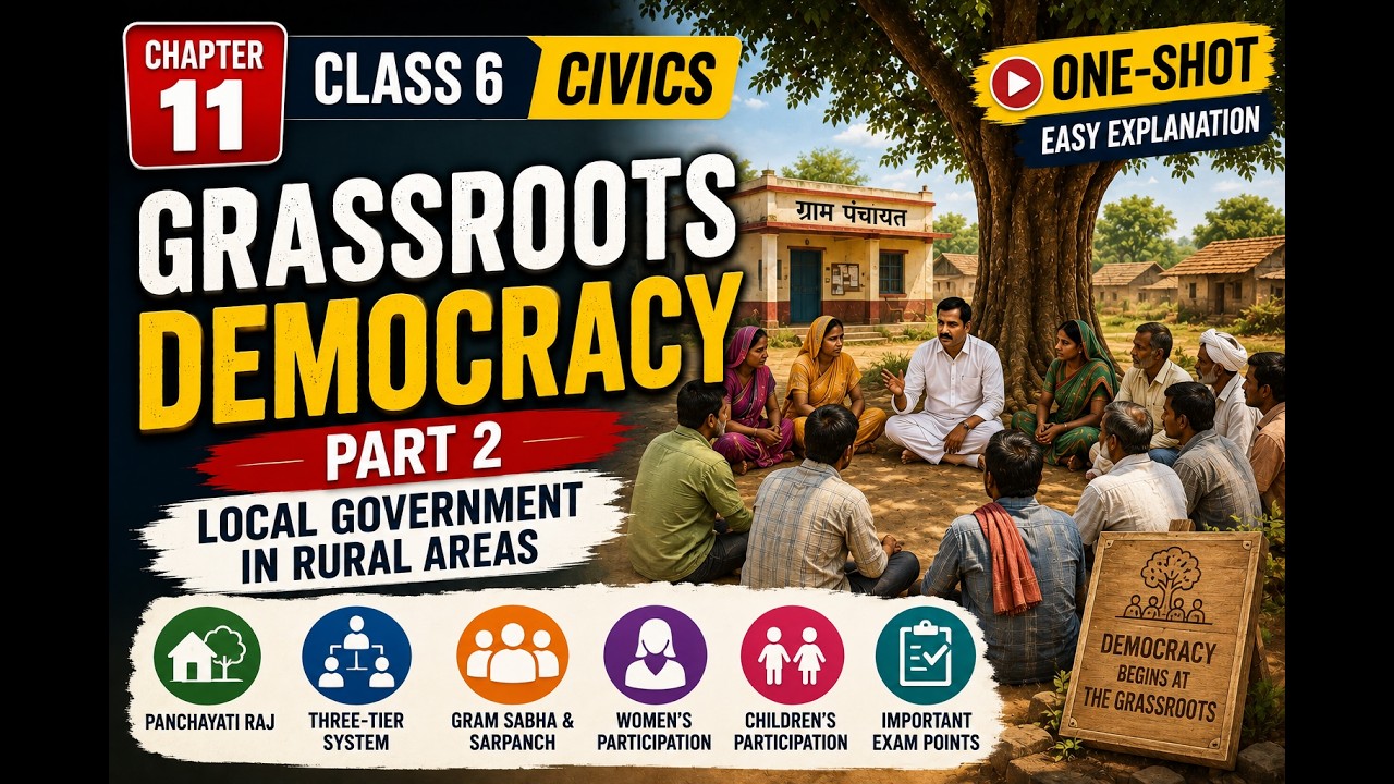 Grassroots Democracy (Rural Areas) One Shot Revision | Class 6 Civics Chapter 11 | Full Exam Prep