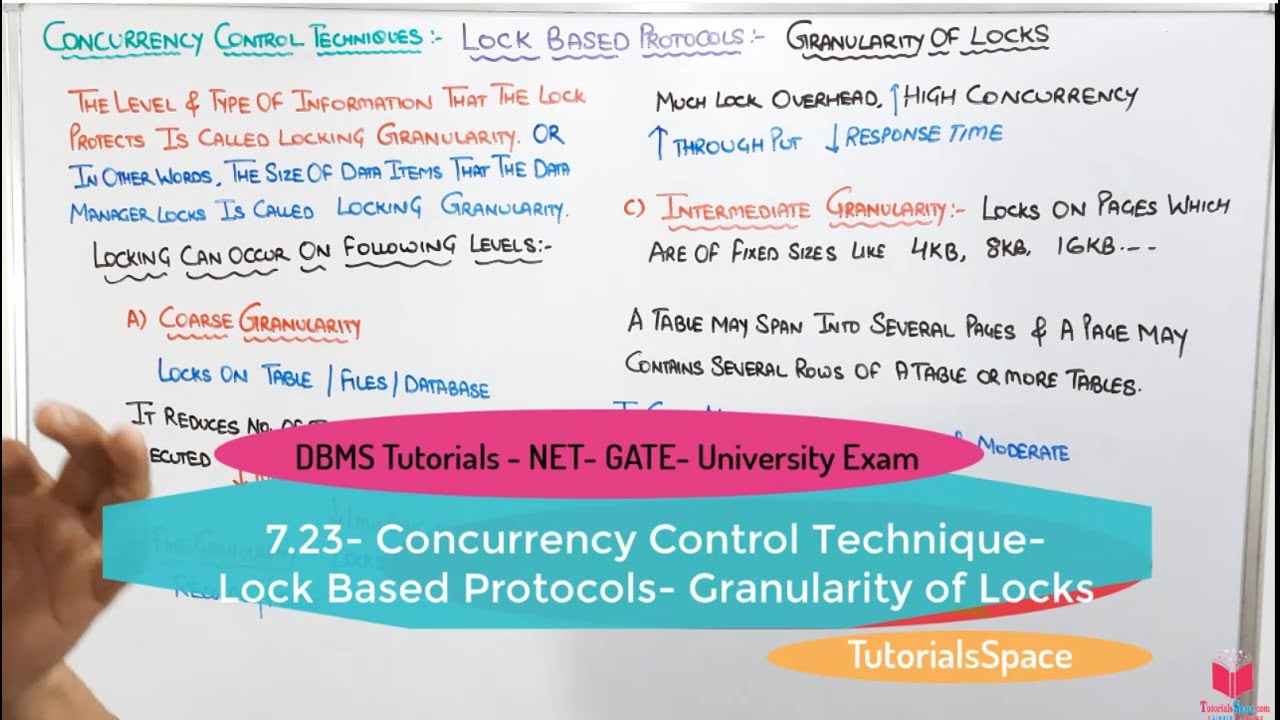 7.23- Lock Based Protocols- Granularity of Locks | Concurrency Control Techniques | DBMS Free Course