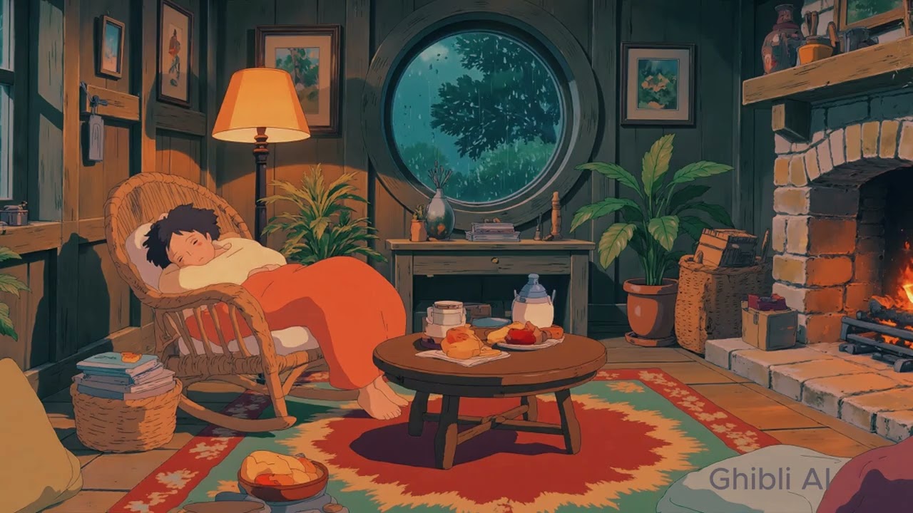 A Beautiful Girl Sleeping in the Rain | Captured with Ghibli AI 🌧✨