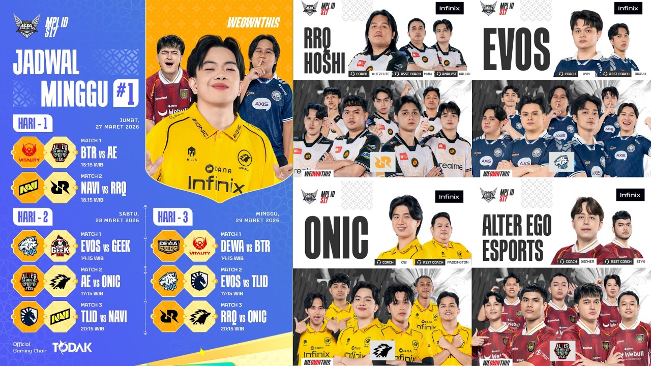 UPDATE SEMUA ROSTER TEAM MPL ID S17 & JADWAL WEEK 1 MPL ID S17