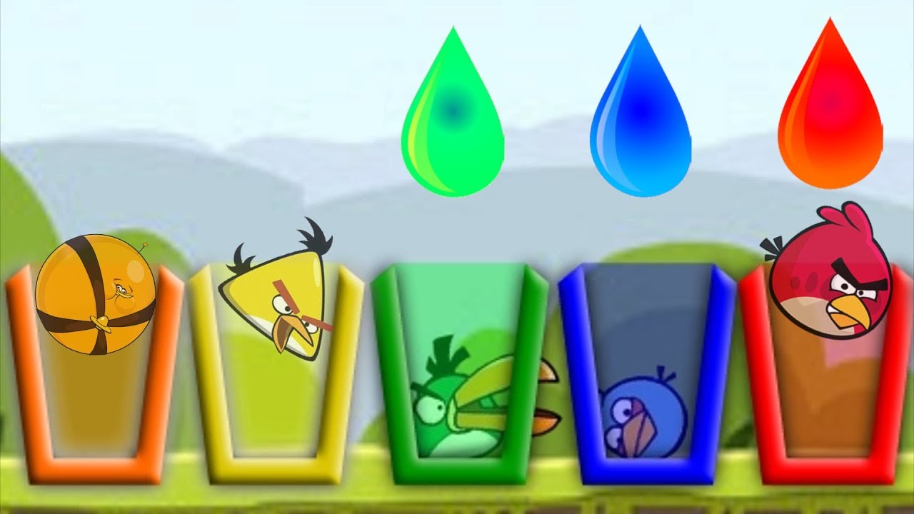 Angry Birds Drink Water 2 - 5 ANGRY BIRDS DRINK DIFFERENT COLOR WATER!
