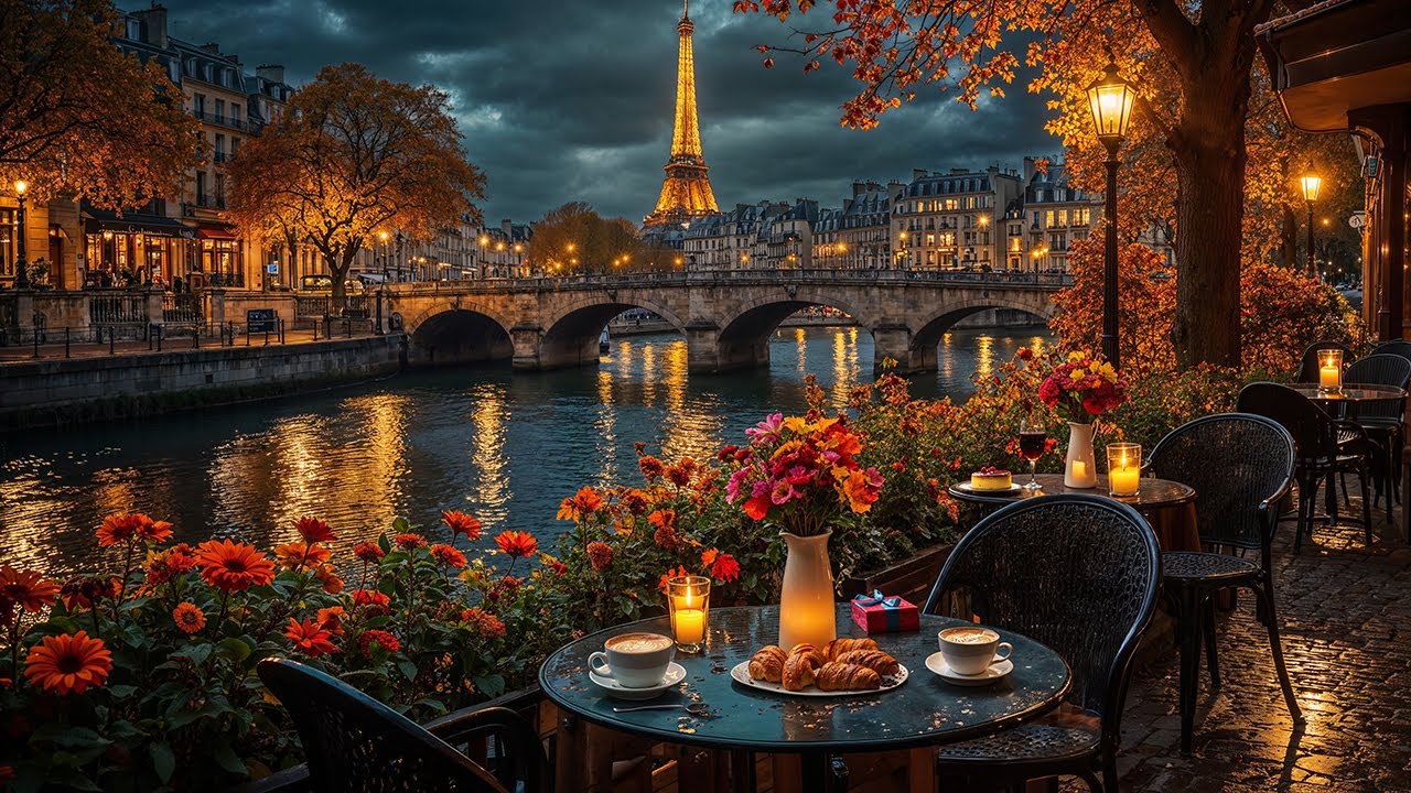Autumn Jazz Night at Paris Balcony Caf&eacute; | Relaxing Jazz Instrumental Music for Study & Focus