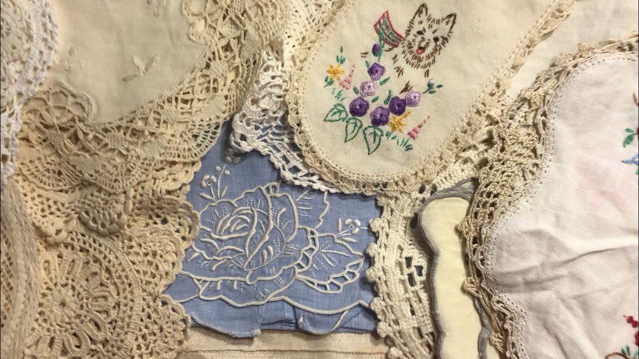 #ThriftyThursday винтажный лен, салфетки, вышивка, ришелье и ирландский лен для медленной вышивки