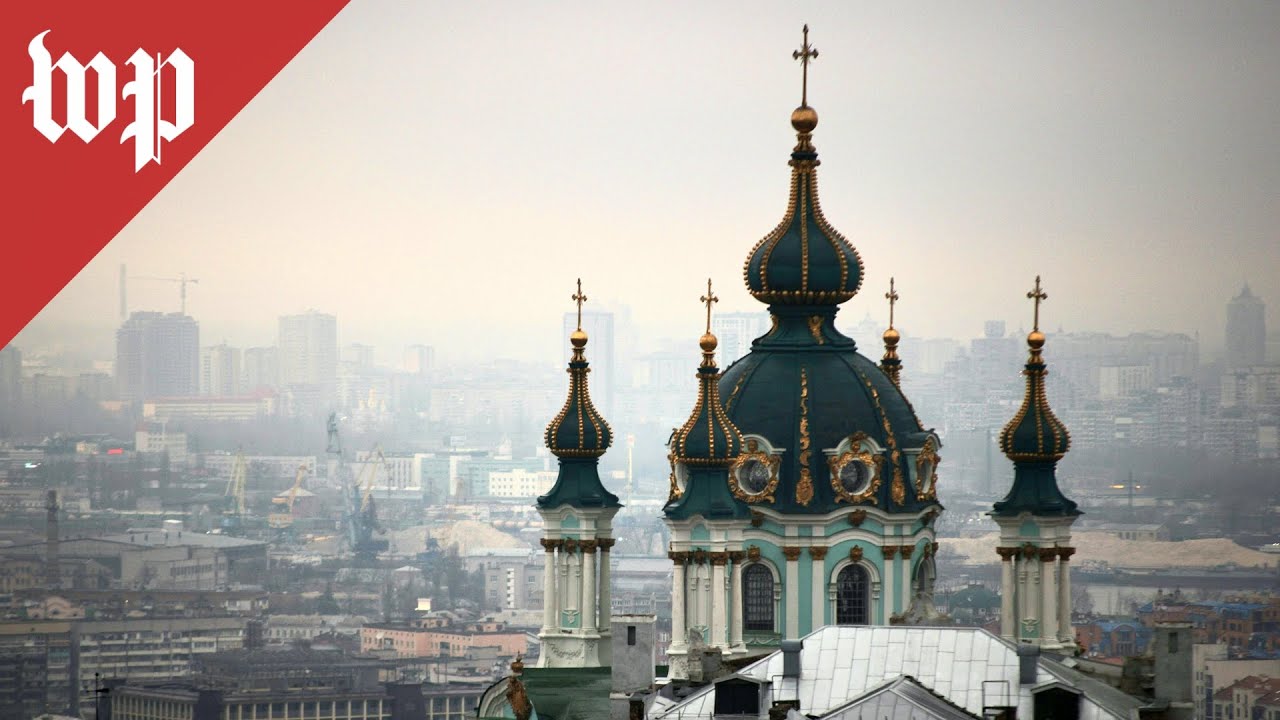View of Kyiv skyline as massive Russian military convoy threatens Ukraine capital