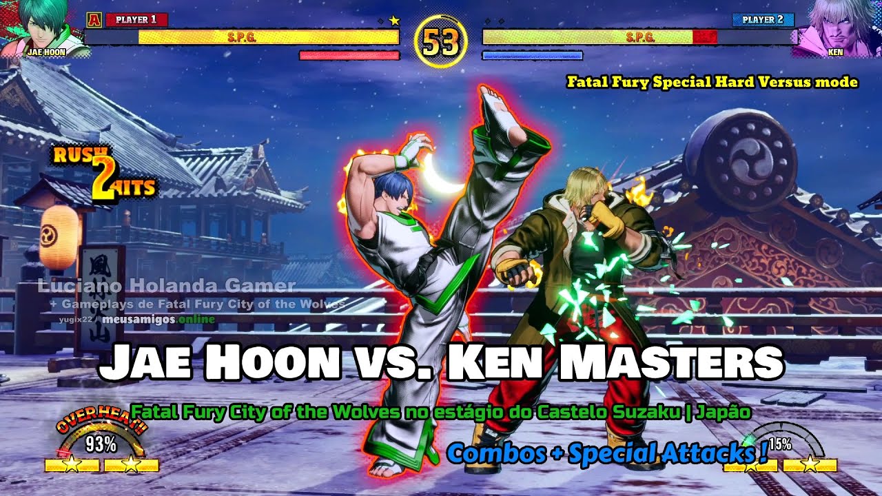 Kim Jae Hoon vs. Ken Masters no estágio do Castelo Suzaku | Japão [ Special Attacks ! ] Fatal Fury !