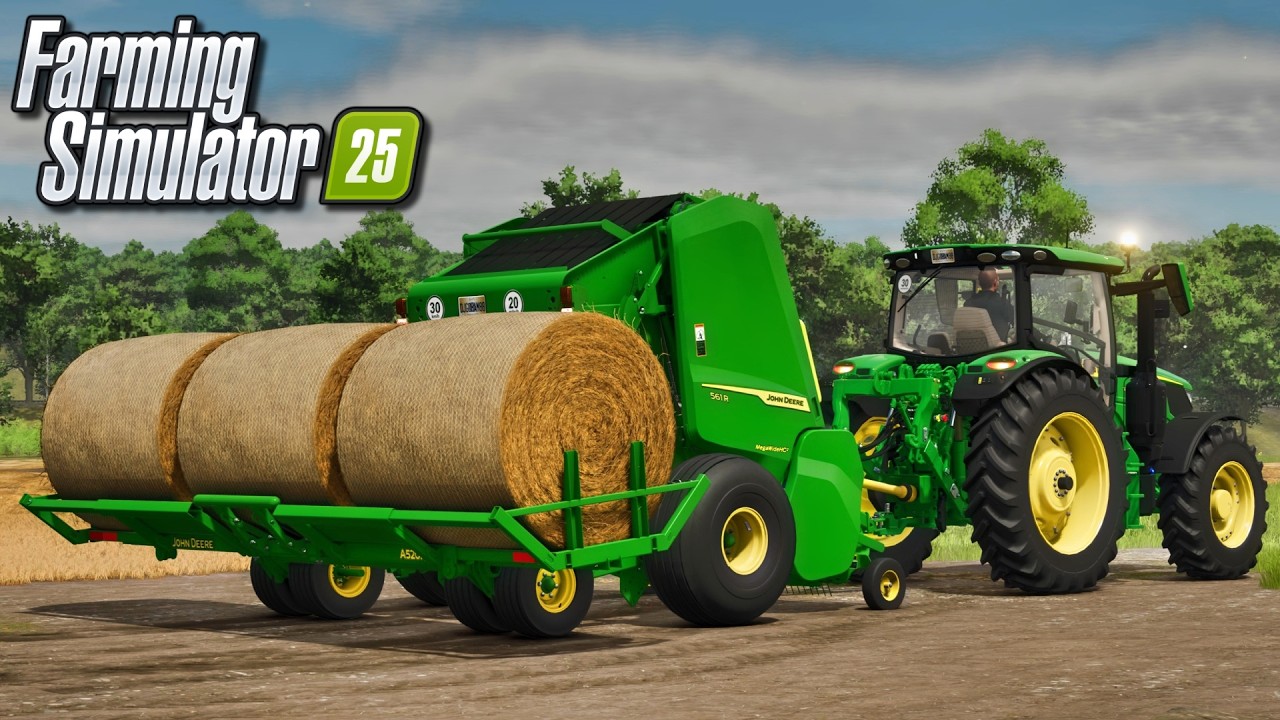Mod Preview - John Deere 561R Baler and A520R Accumulator (by Custom Modding) | Farming Simulator 25