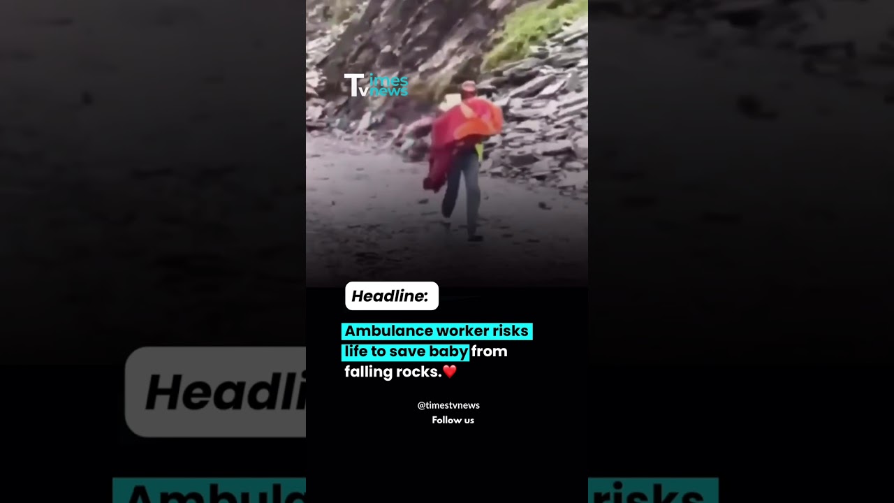 Ambulance worker risks life to save baby from falling rocks.#shorts #trending #reallifehero #news