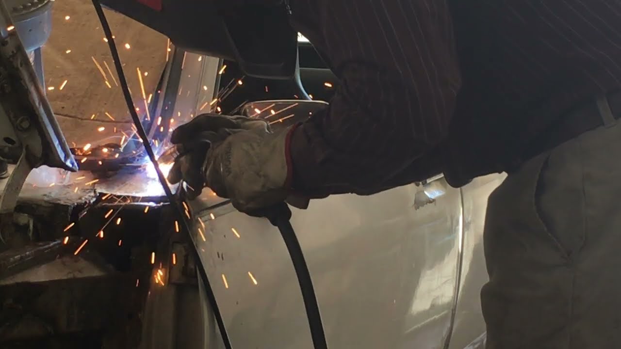 Welding and bodywork on corner of windshield 1980 Chevette Restoration