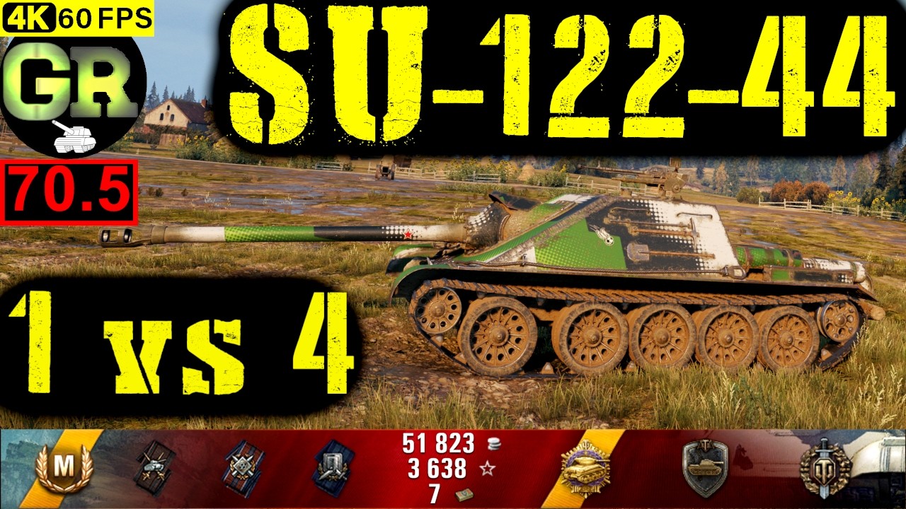 World of Tanks SU-122-44 WoT Replay - 10 Kills 3.4K DMG(Patch 1.4.0)