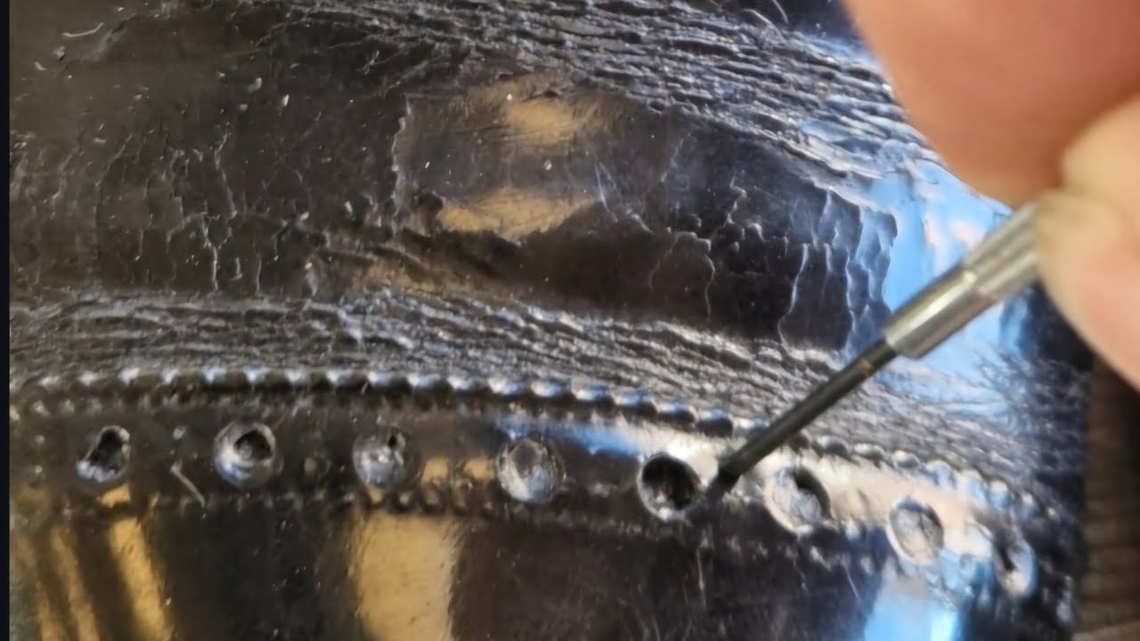 Patiently removing fifty plus years of dry & cracked polish.