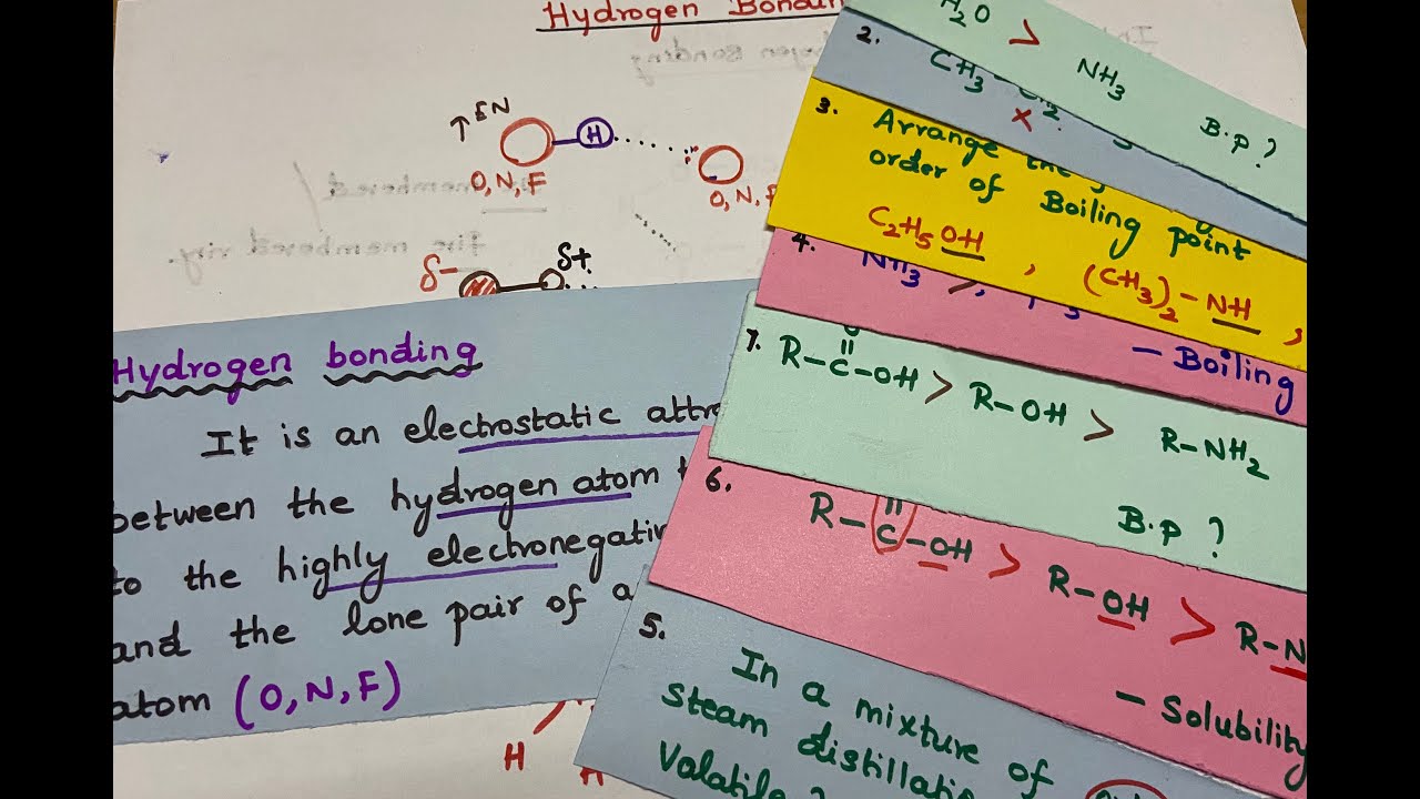 Hydrogen bonding and its related questions- NEET/JEE/ CBSE Organic Chemistry