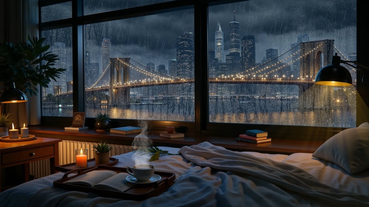Soft Piano and Gentle Rain Sounds for Sleeping – Night Ambience to Relax the Mind and Sleep Deep