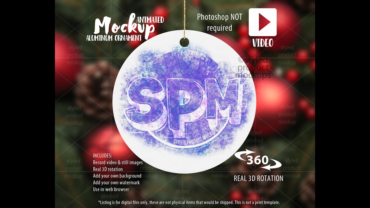 Aluminum Christmas Ornament Animated Video Mockup