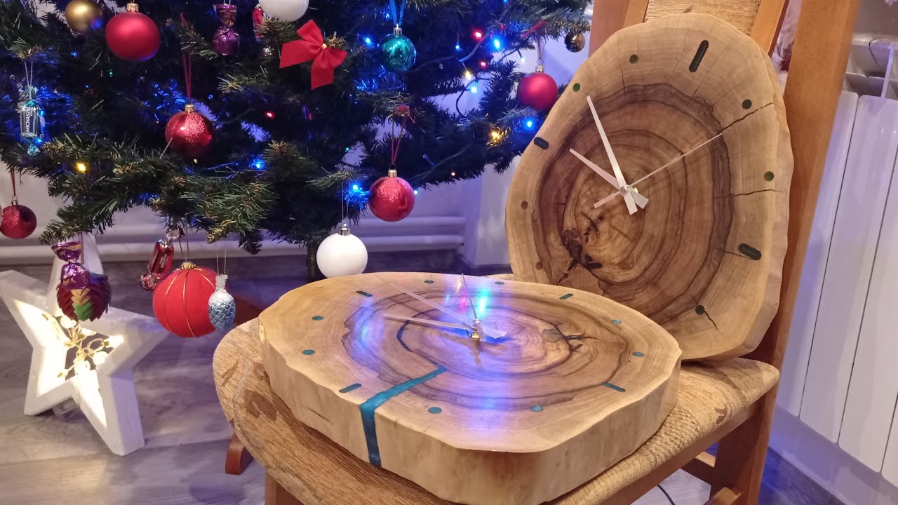 Zegary z plastra drewna i żywicy DIY