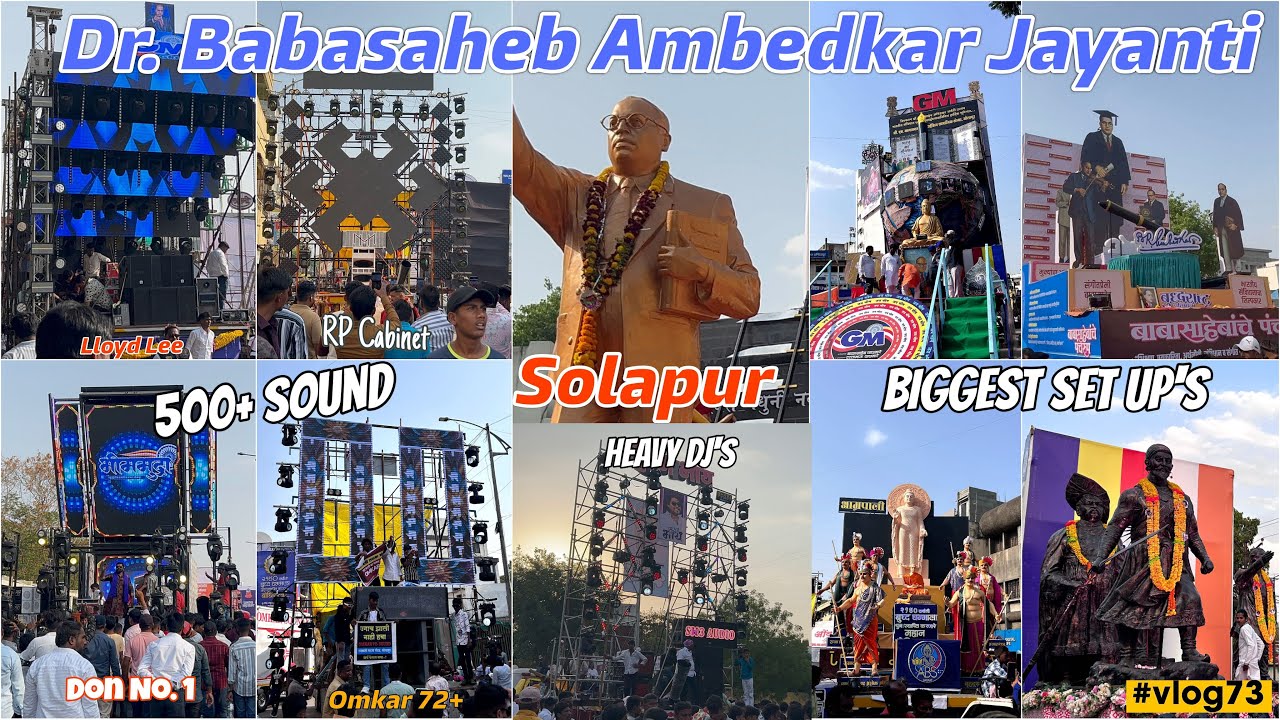 Solapur Bhim Jayanti 2025 Vlog || 500+  Heavy DJ's || Biggest Setup's || Part-1 || #vlog73