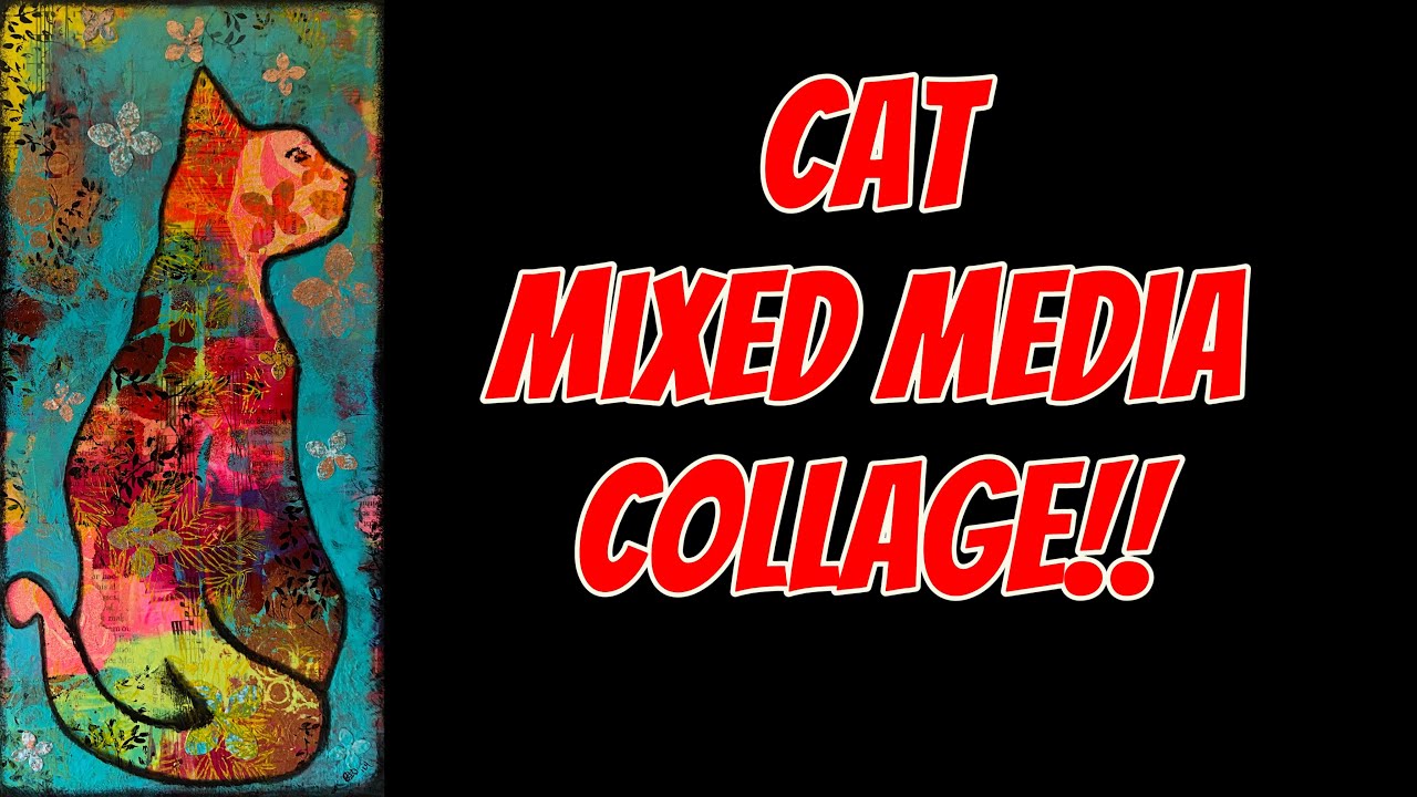 Using Negative Painting to Make a Mixed Media Cat!   #artdemo #cat #mixedmedia #collage #painting