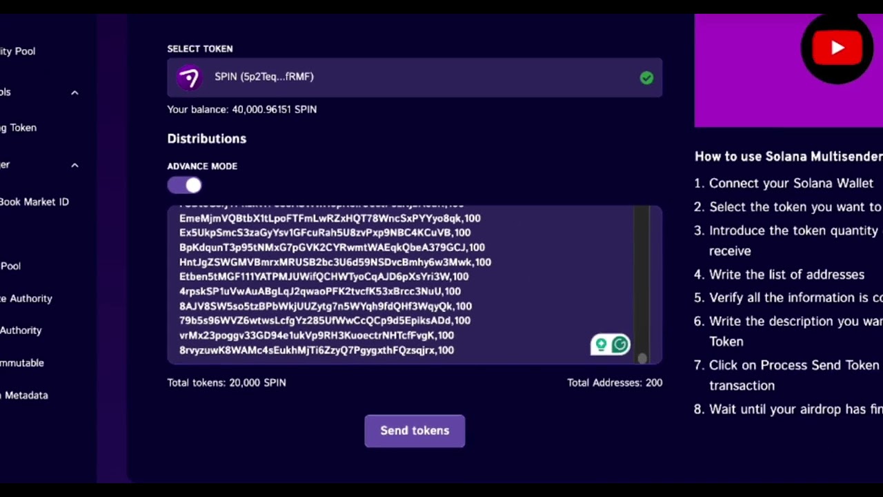 Spinlaunch Tools: Token Multisender