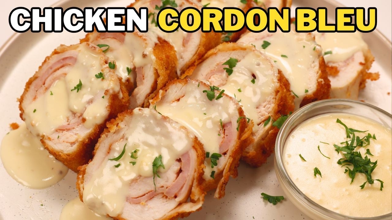 Chicken Cordon Bleu Recipe with White Sauce | No Oven No Toothpick