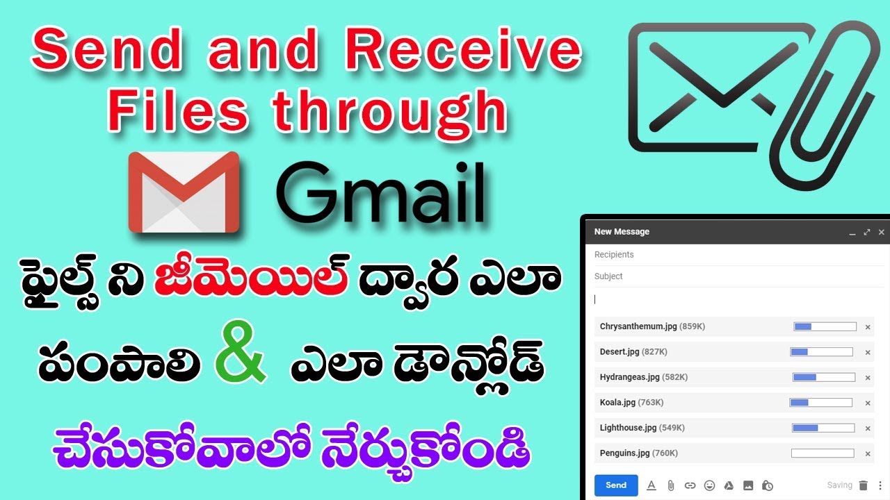 Send and Receive Files through E-mail on Your Gmail In Telugu | Download Attachments