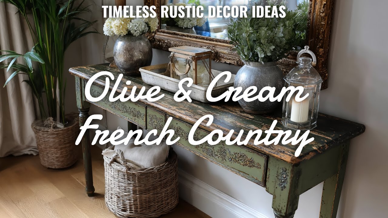 🏠✨ French Country Vintage Decor in Olive & Cream Farmhouse: Timeless Rustic Charm for Any Space