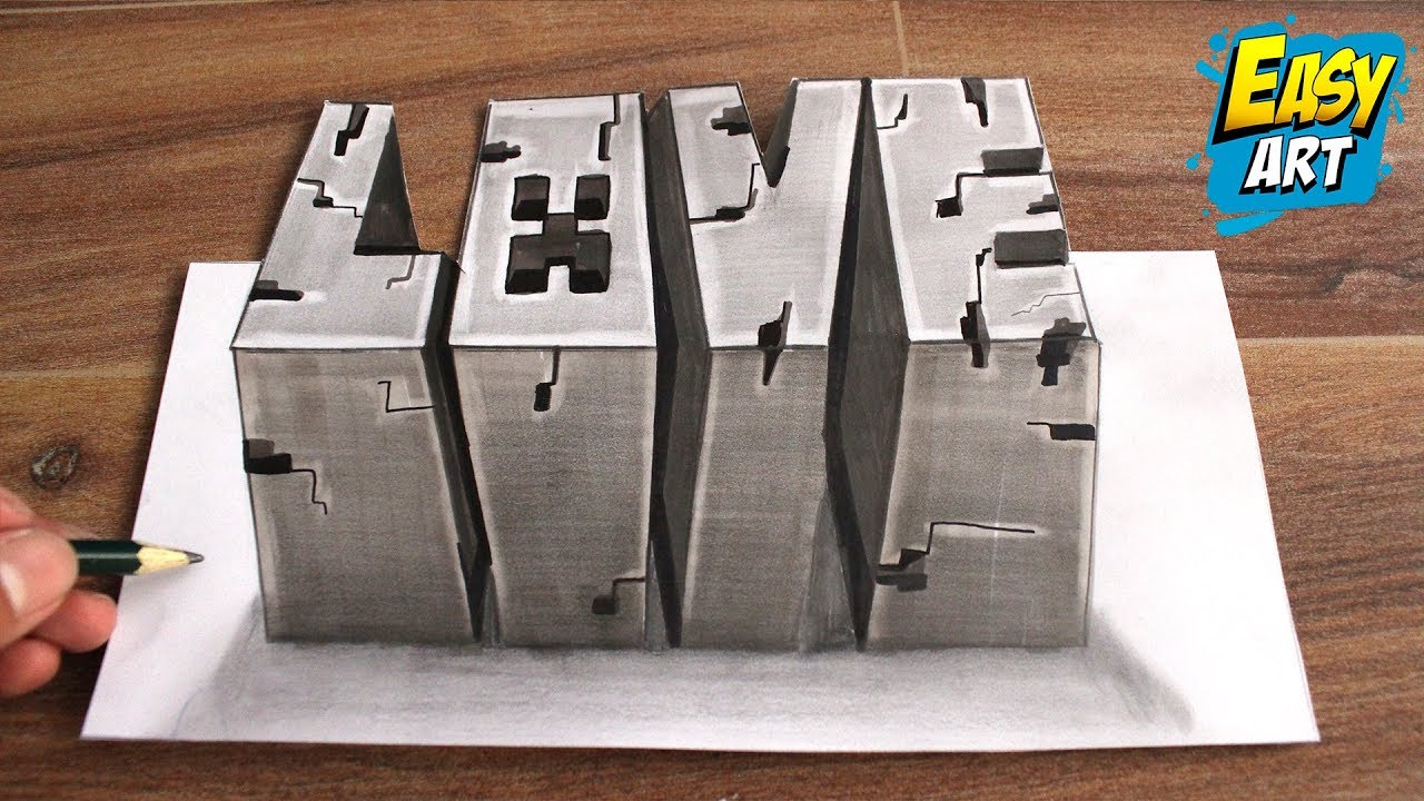 How to Draw 3D Letters in Minecraft ✅ How to Draw Love 3D 🔴 Draw Beautiful 3D Letters