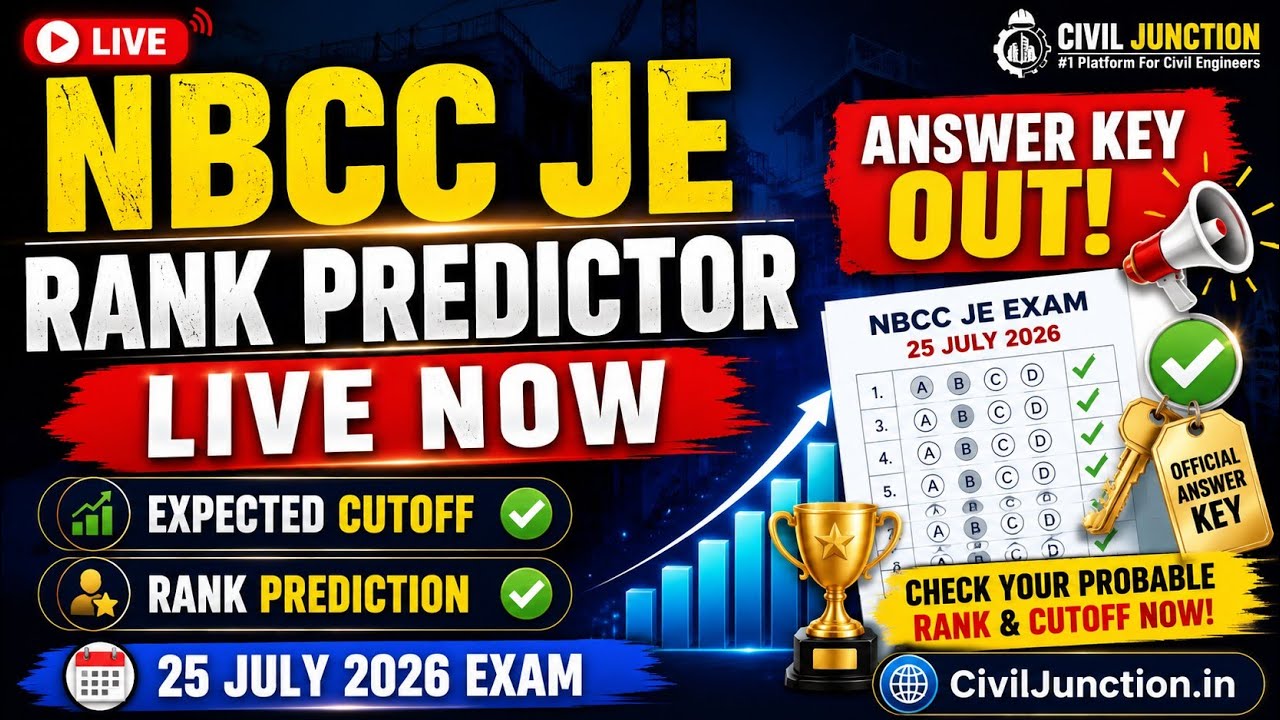 NBCC JE Rank Predictor LIVE 🚀 | Answer Key Released | Expected Cutoff 2026 | 25 July Exam 