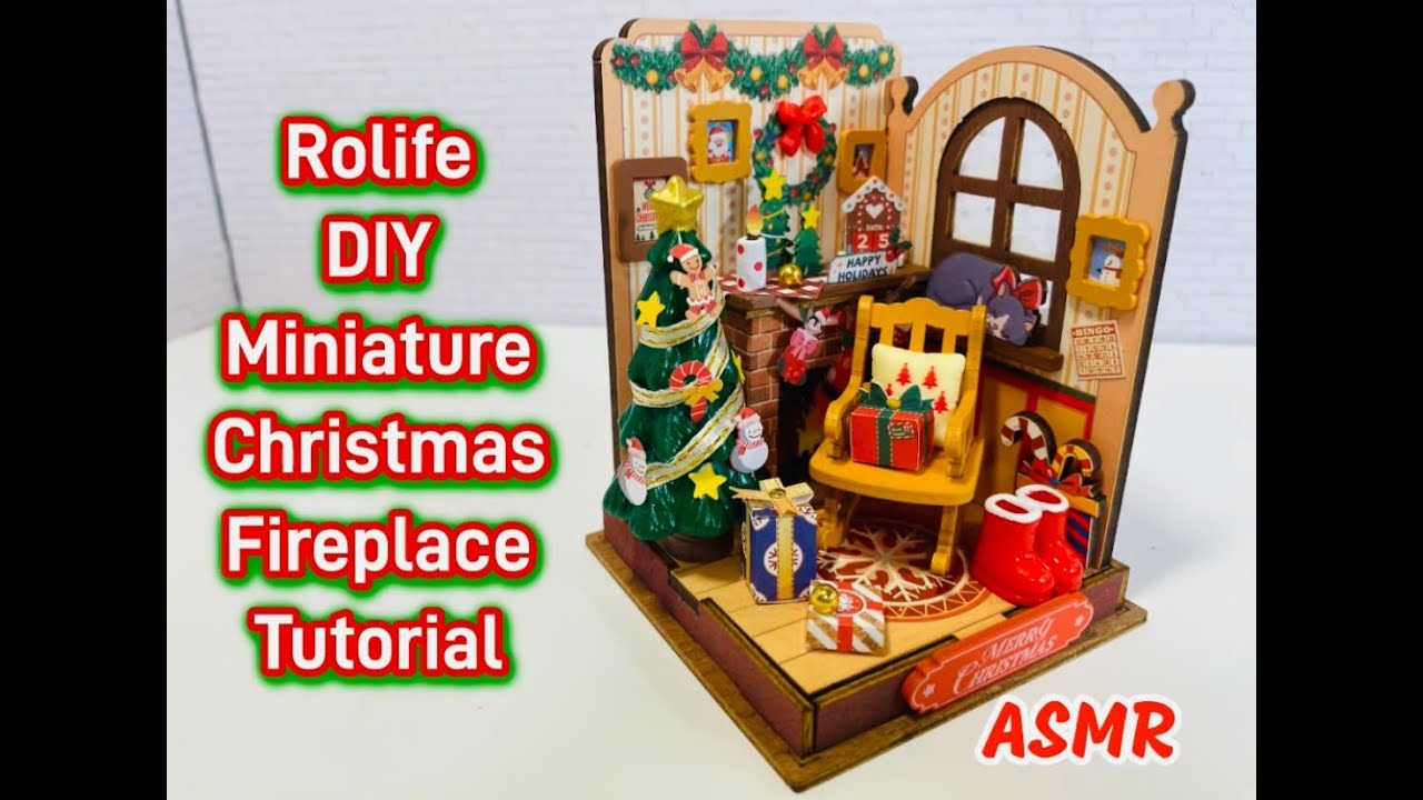 Rolife Miniature House Kit Christmas Fireplace Tutorial Step by step | ASMR Relaxing sounds