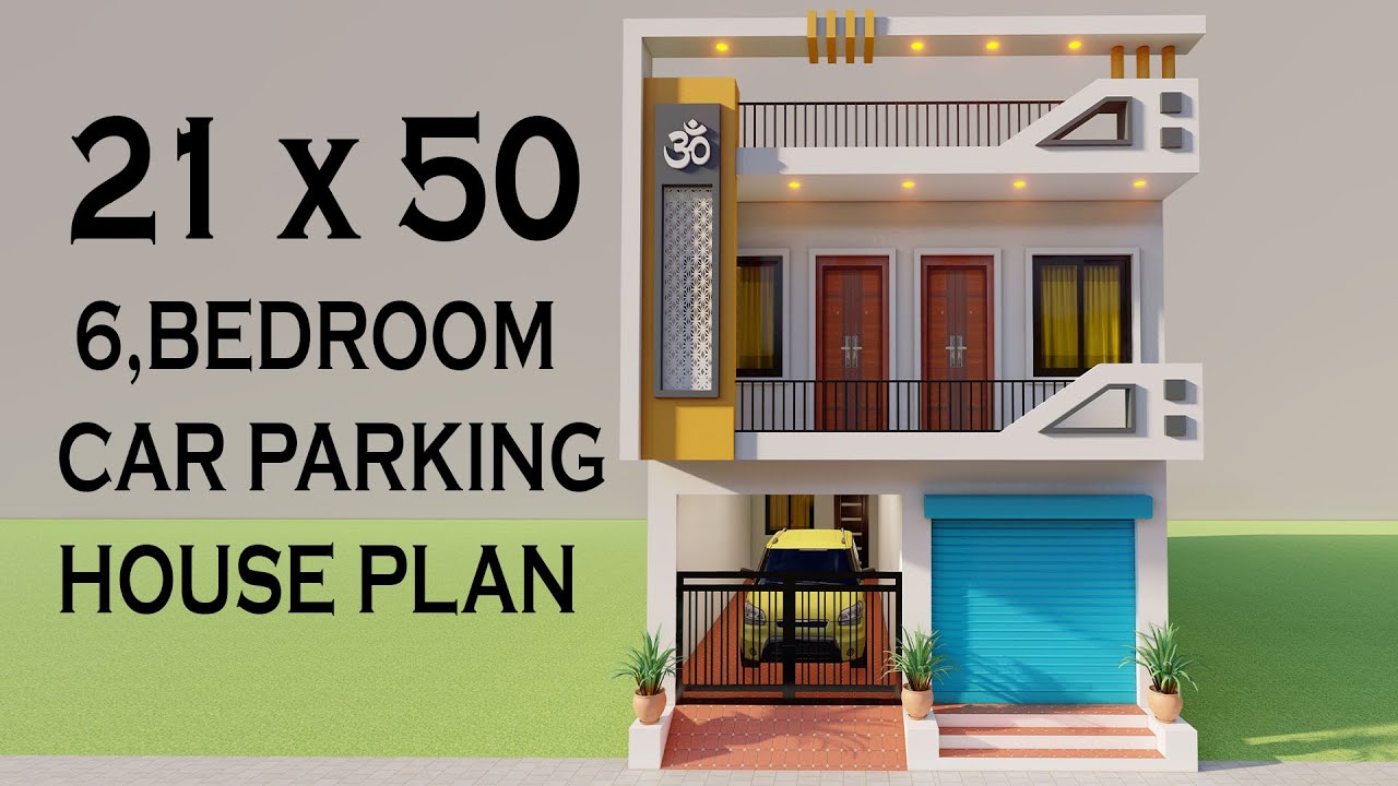 21x50 6 Bedroom Car parking With Shop Rental House Plan,New House Elevation,3D Makan k Naksha