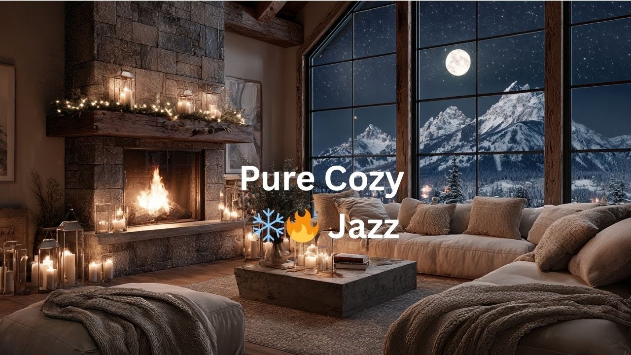 Peaceful Winter Nights ❄️🔥 Cozy Living Room Jazz | Relax • Study • Sleep • Unwind