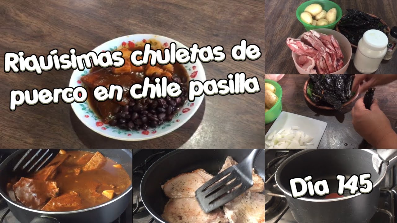 Riquisimas chuletas de puerco en chile pasilla