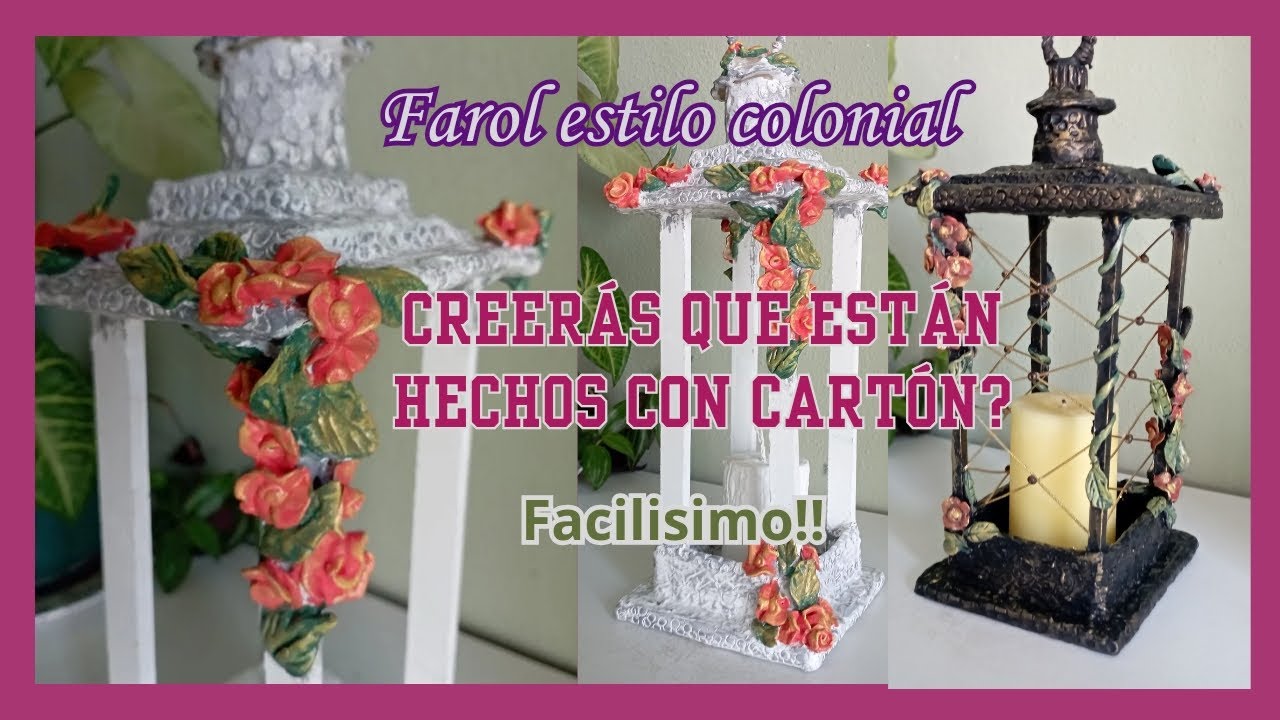 FAROL COLONIAL🏮HECHO EN CARTÓN!!!😯 FACILISIMO!!!