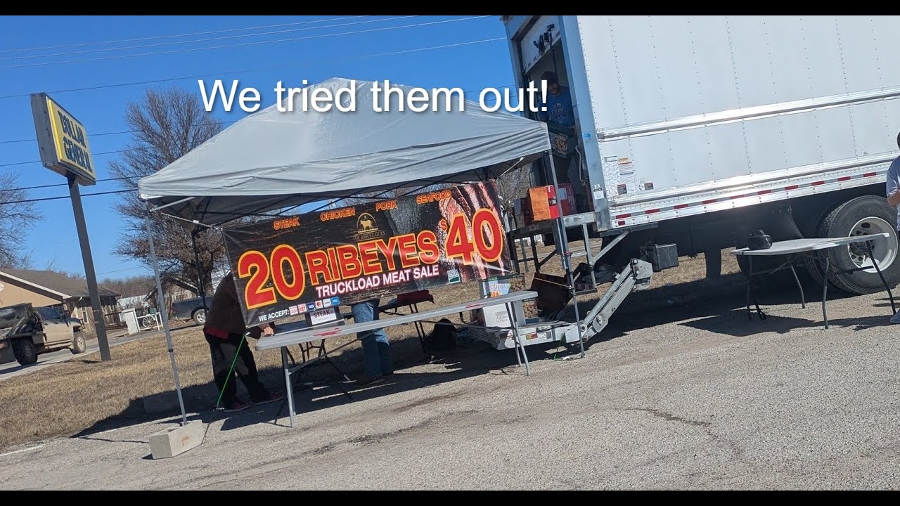 Reviewing 20 ribeyes for $40 at the Family Center parking lot in  Butler, Missouri