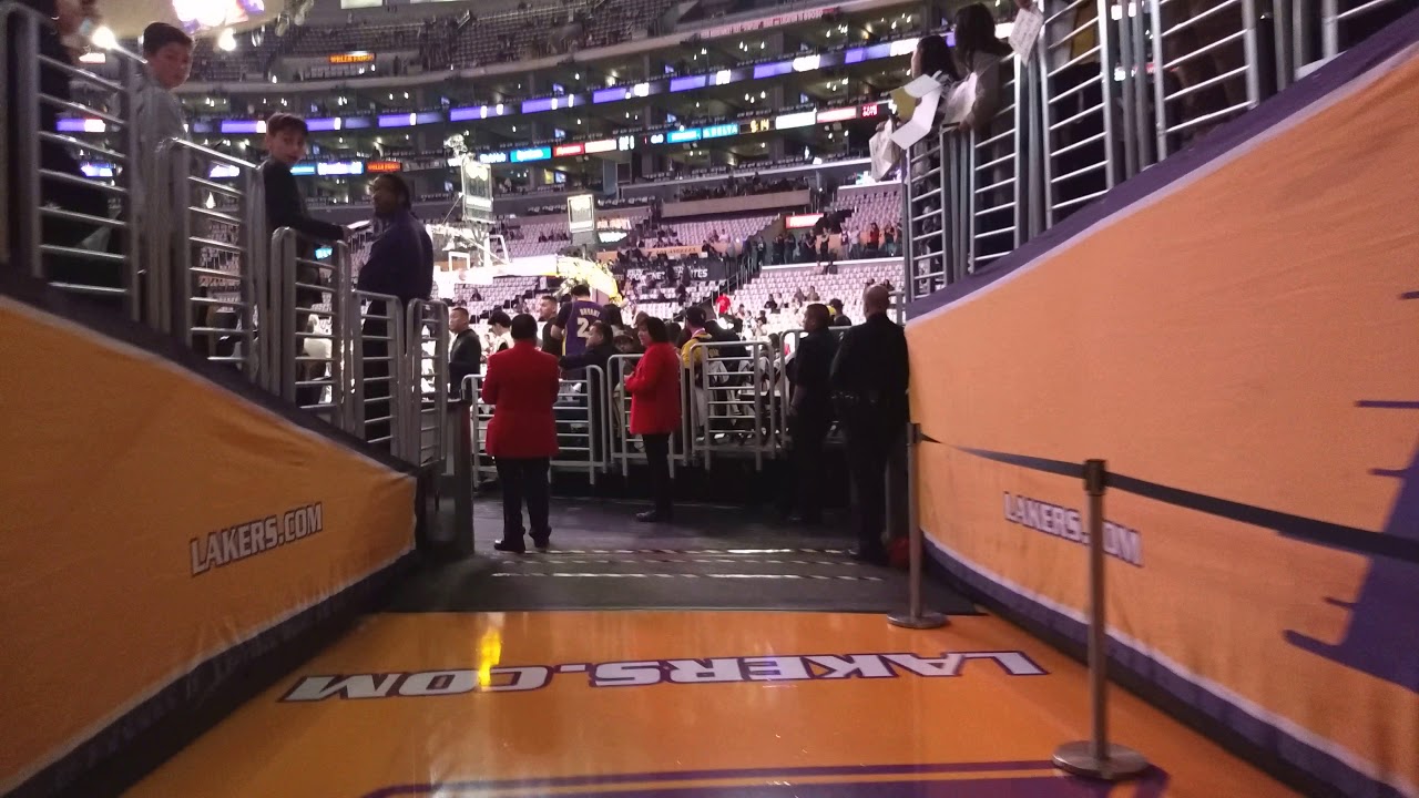 Entering the Lakers court at Staples Center