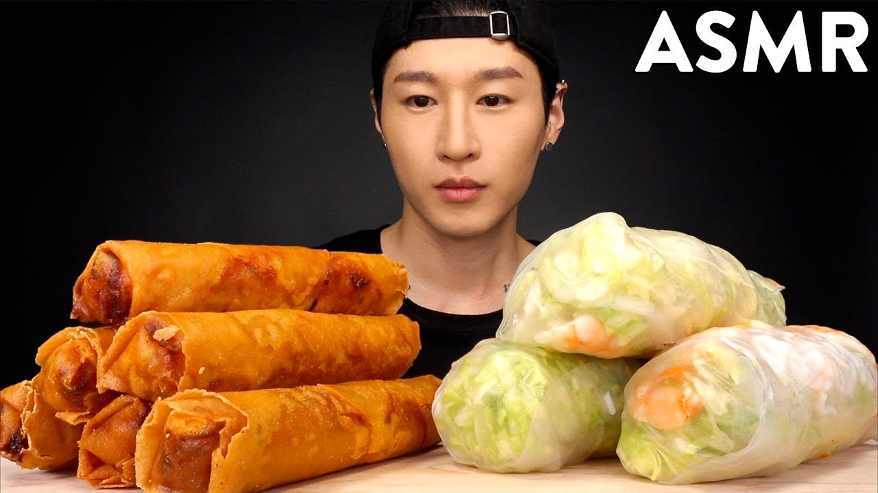 ASMR EGG ROLLS & SPRING ROLLS MUKBANG (No Talking) EATING SOUNDS | Zach Choi ASMR