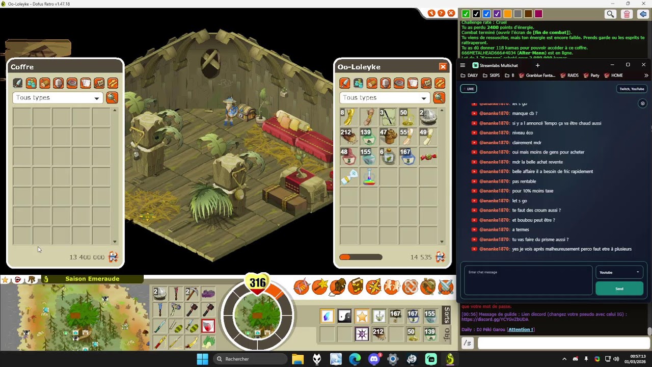 130 parchemin de sort et 2-3 croum avant le début du pvp #dofusRetro